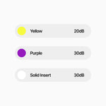 Color selection interface with yellow, purple, and solid insert options on a white background