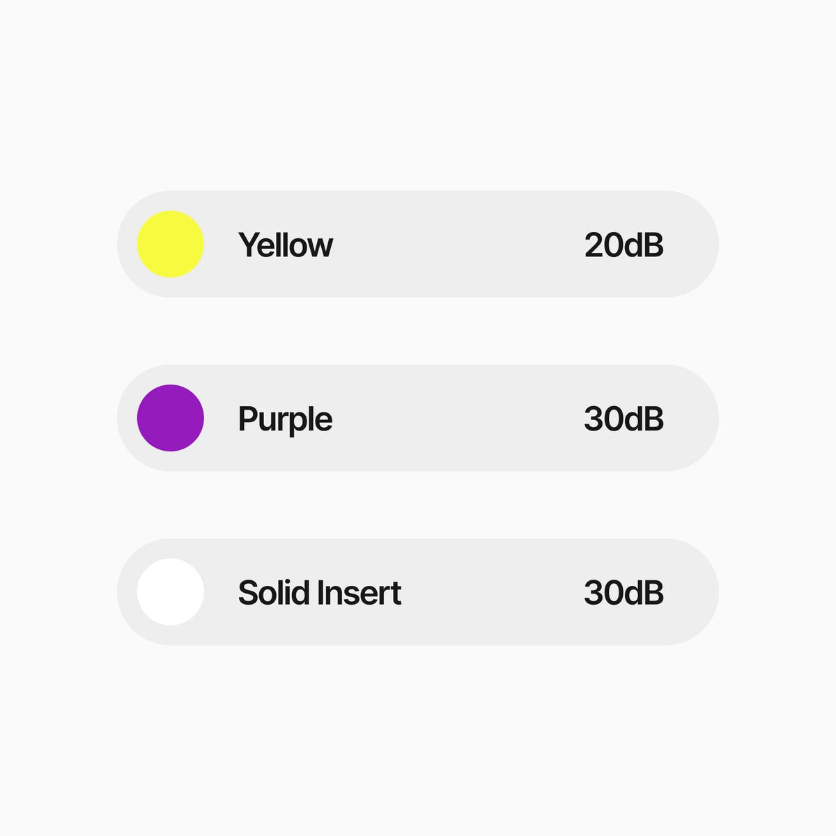 Color selection interface with yellow, purple, and solid insert options on a white background