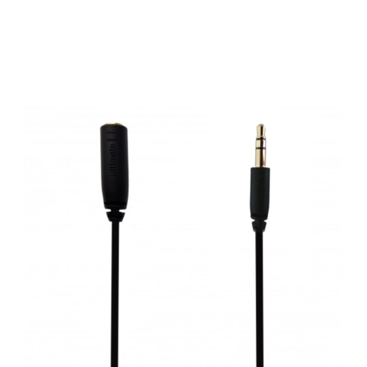 A black audio adapter cable with a 3.5mm jack connector on one end and a 3.