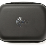 black acs zip pouch on white background. logo showing on front of pouch